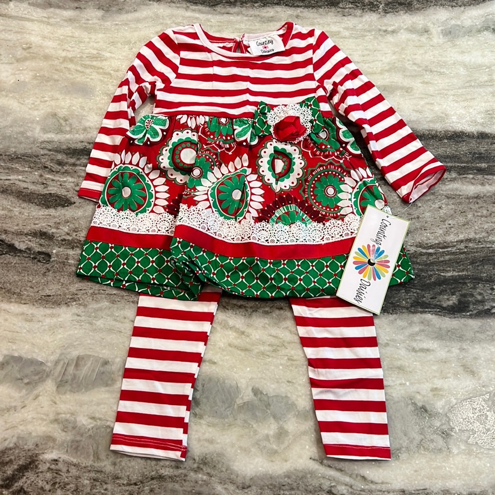 Counting Daisies Christmas Matching Set Size 2T